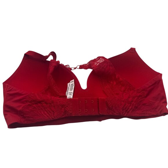 Victoria Secret Lace Back Push Up Bra 34D Red Adjustable Straps Comfortable Fit - Picture 3 of 4